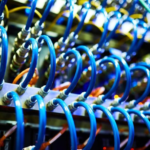 Close-up of network server switch